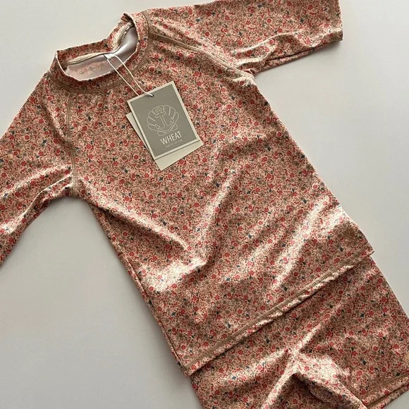 Wheat Kids Floral Rashguard Set - Red - Picture 1 of 7
